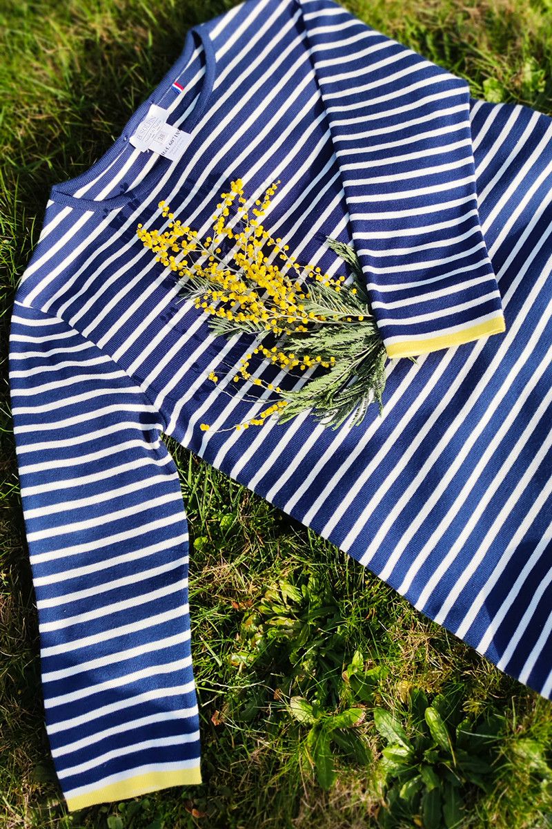 Pull marinière manches 3/4 coton - 3 Monsieur Solfin | Fabriqué en France