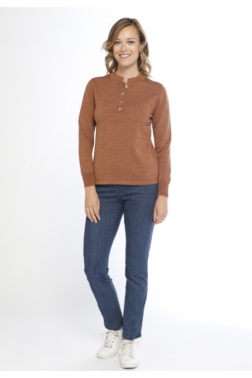 Pull laine fine mérinos femme col montant - 5 Monsieur Solfin | Fabriqué en France
