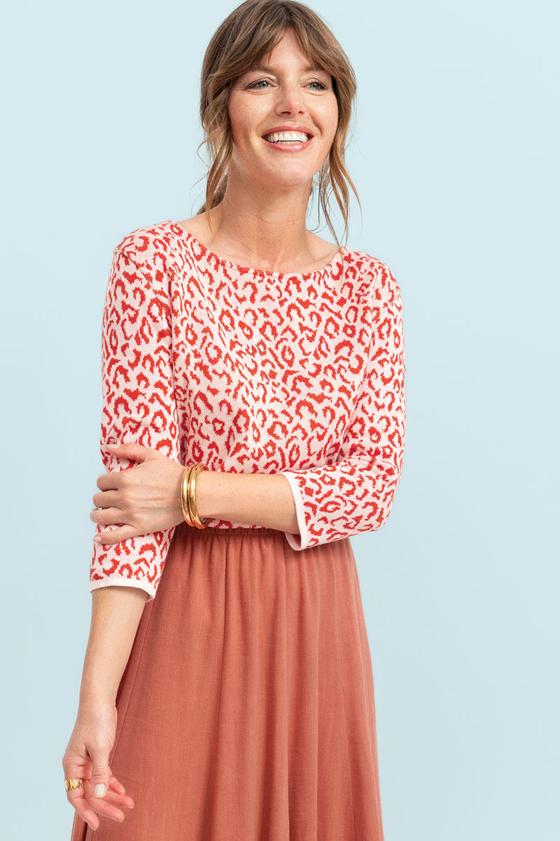 Pull jacquard léopard - 2 Monsieur Solfin | Fabriqué en France