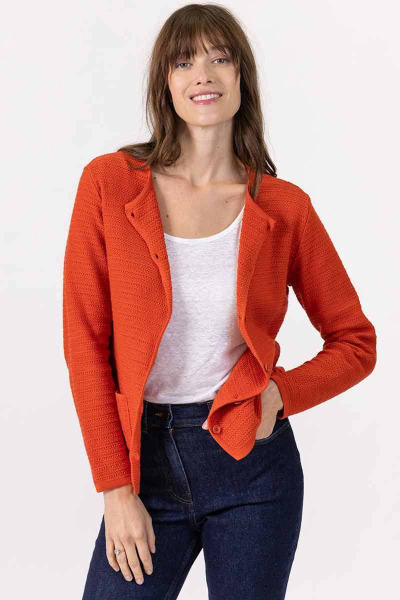 Cardigan en coton col rond - 5 Monsieur Solfin | Fabriqué en France