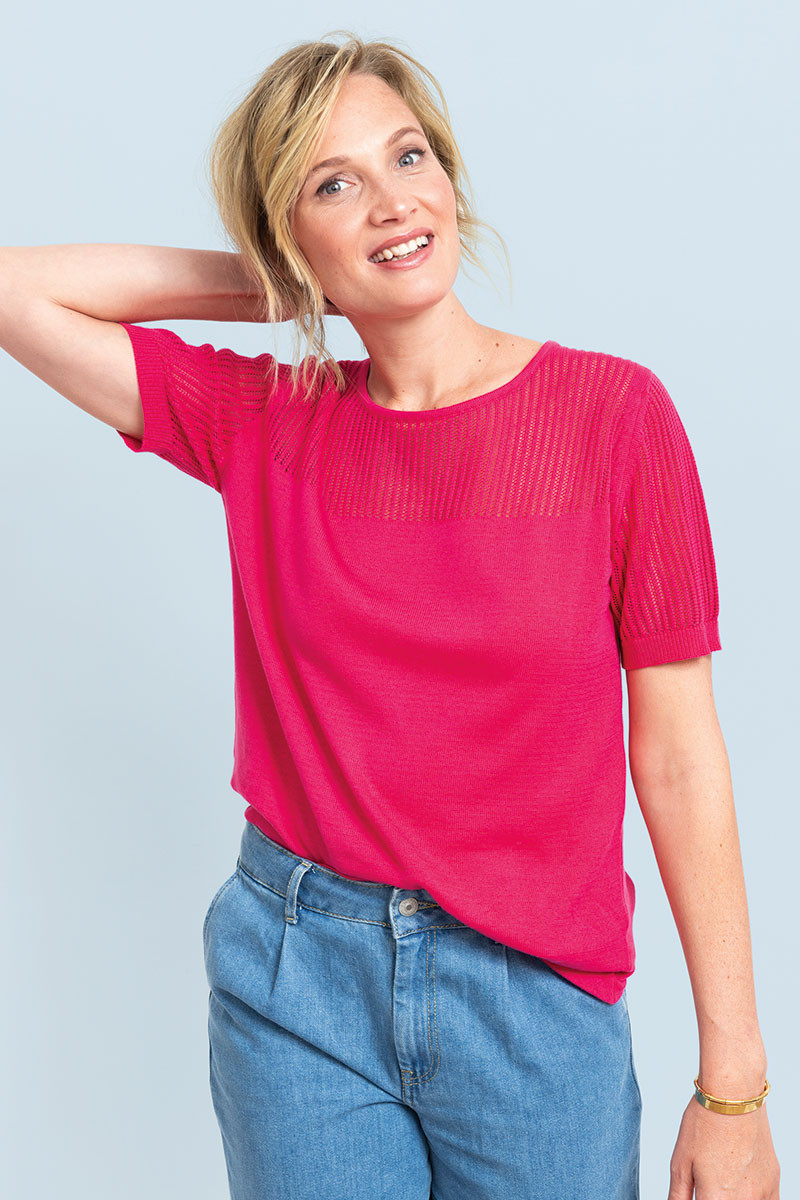 Pull manches courtes ajourées - 3 Monsieur Solfin | Fabriqué en France