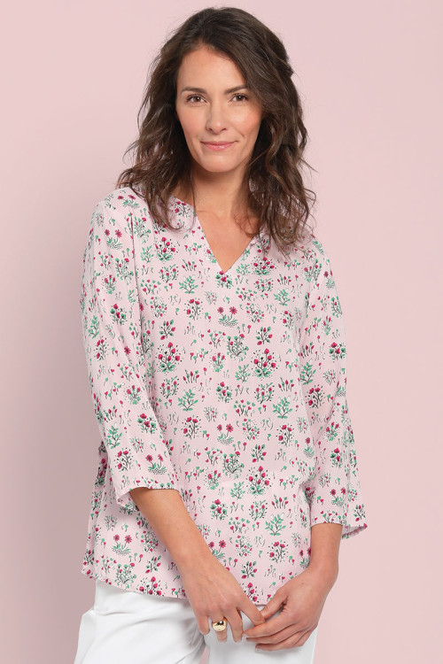 Blouse en viscose col tunisien - 1 Monsieur Solfin | Fabriqué en France