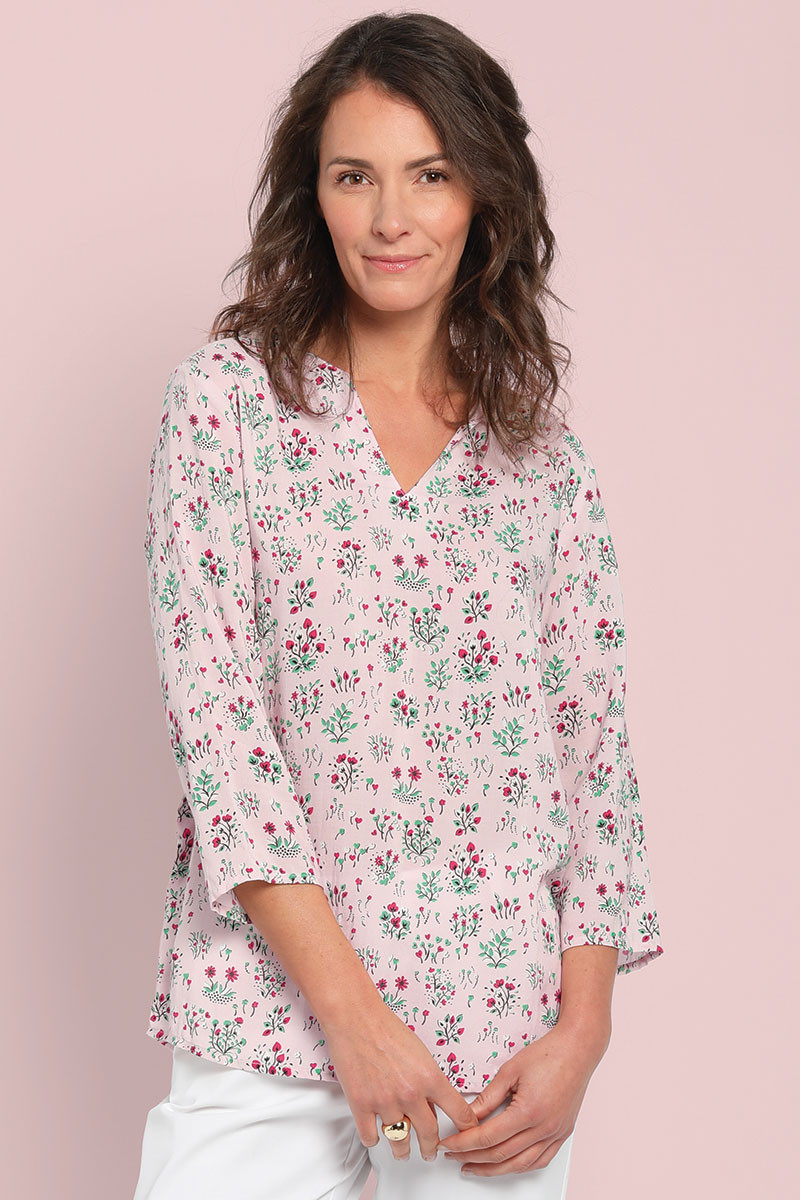 Blouse en viscose col tunisien - 1 Monsieur Solfin | Fabriqué en France