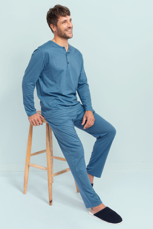 Pyjama coton encolure arrondie - 1 Monsieur Solfin | Fabriqué en France