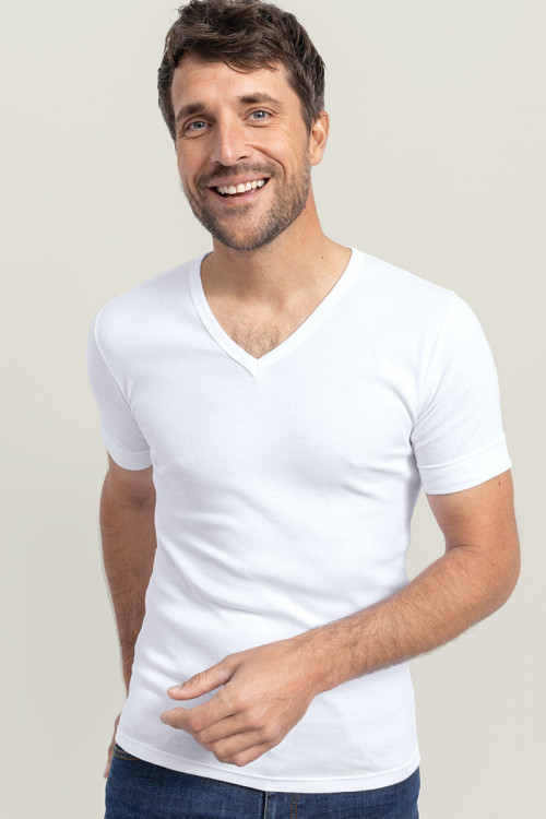 Tee-shirt fin manches courtes encolure V - 1 Monsieur Solfin | Fabriqué en France