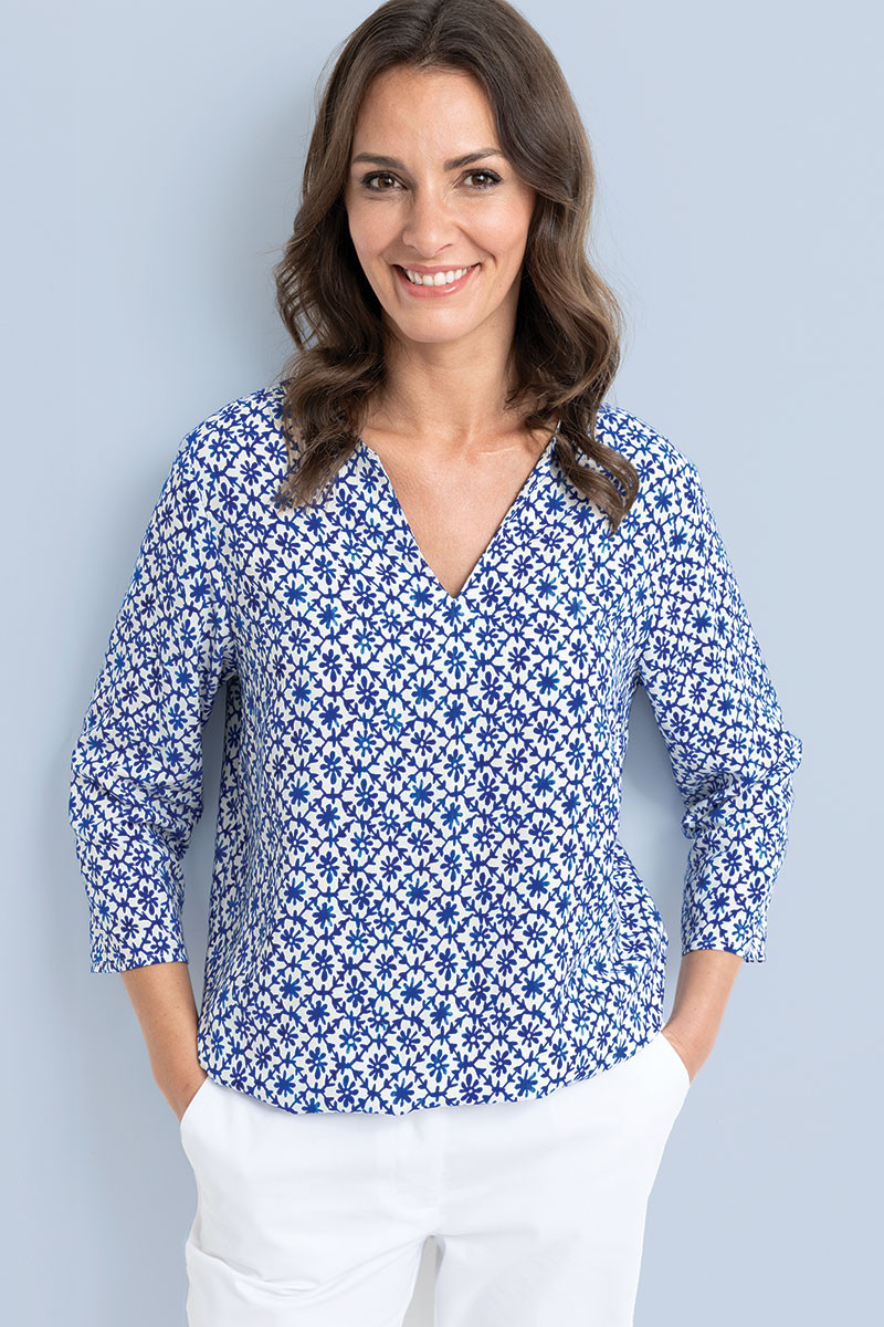 Blouse en viscose col tunisien - 3 Monsieur Solfin | Fabriqué en France