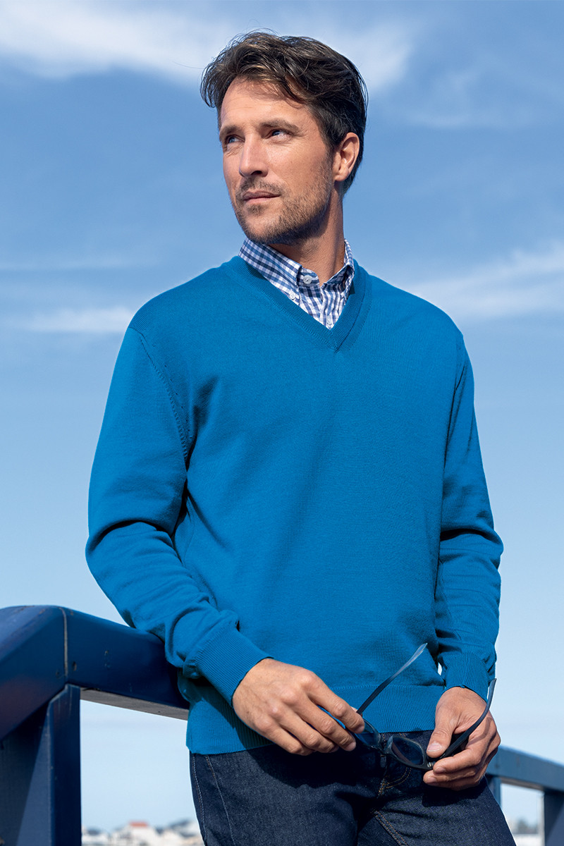 Pull homme encolure V - 4 Monsieur Solfin | Fabriqué en France
