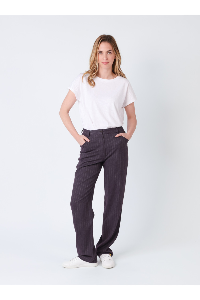 Pantalon rayé taille haute - 1 Monsieur Solfin | Fabriqué en France