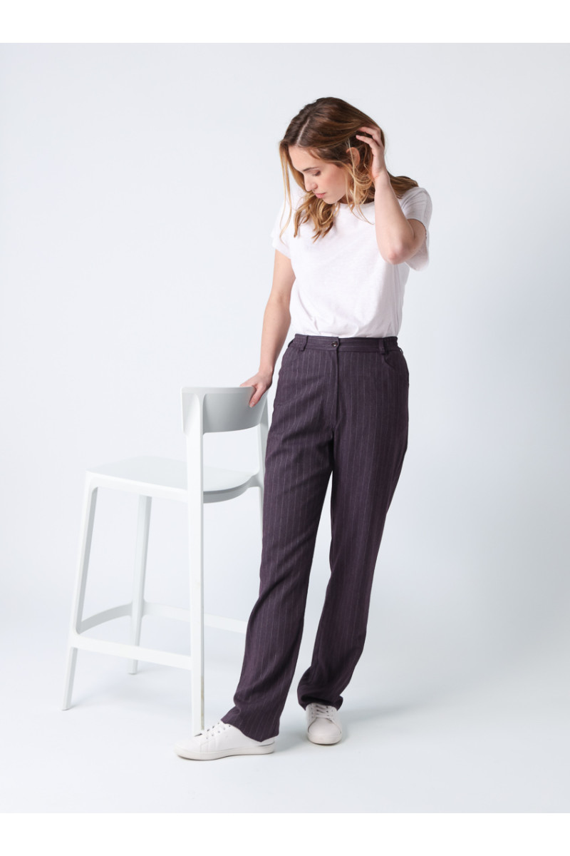 Pantalon rayé taille haute - 4 Monsieur Solfin | Fabriqué en France