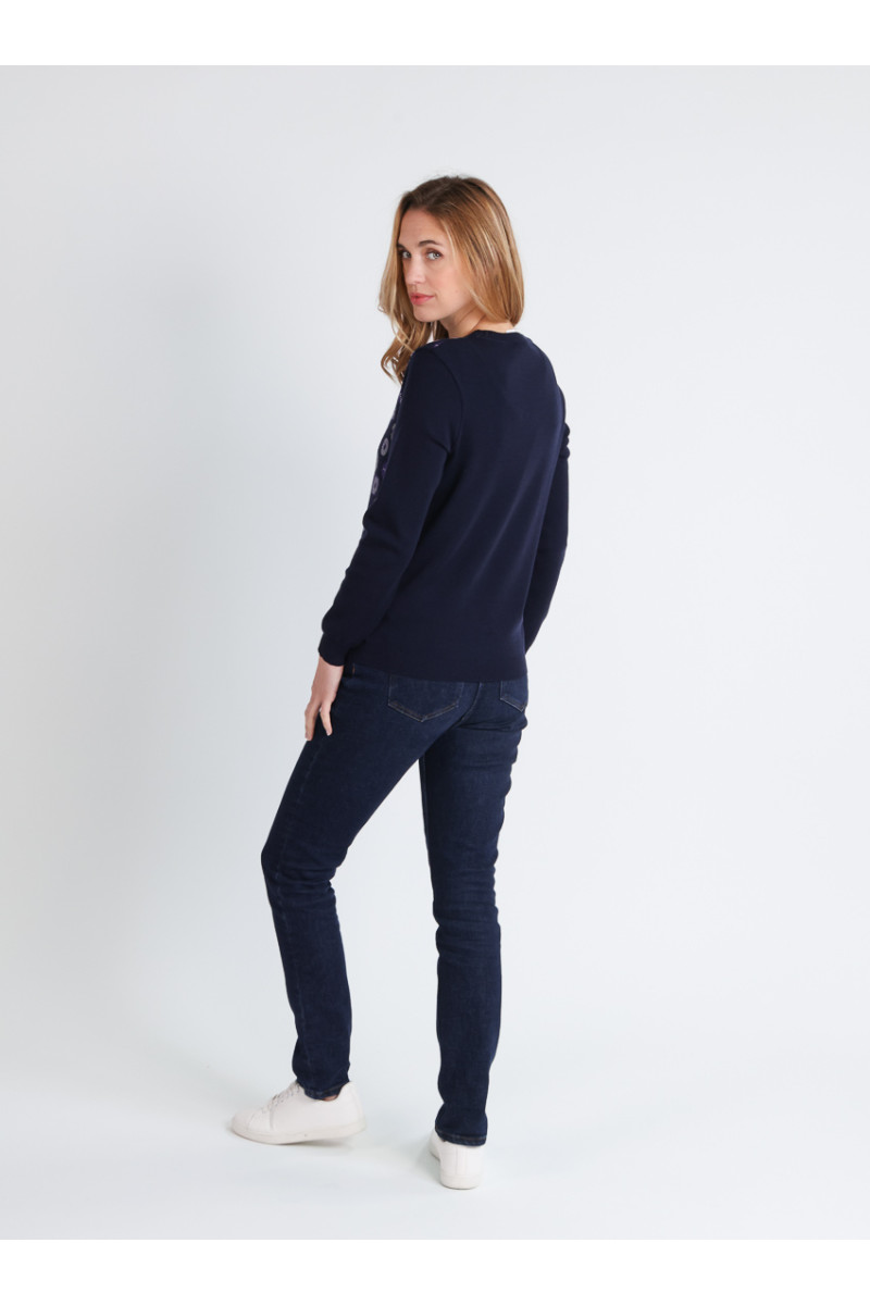 Pull jacquard en laine col rond - 4 Monsieur Solfin | Fabriqué en France