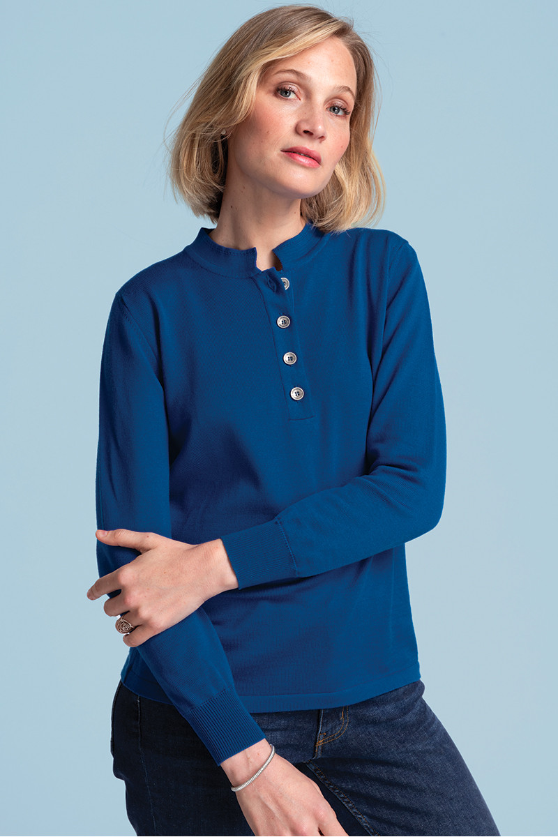 Pull laine fine mérinos femme col montant - 1 Monsieur Solfin | Fabriqué en France