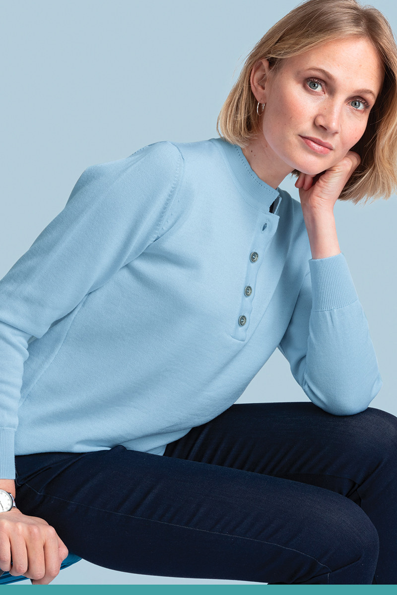 Pull laine fine mérinos femme col montant - 11 Monsieur Solfin | Fabriqué en France