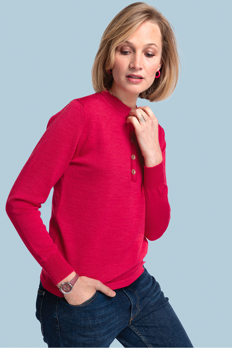 Pull laine fine mérinos femme col montant - 12 Monsieur Solfin | Fabriqué en France