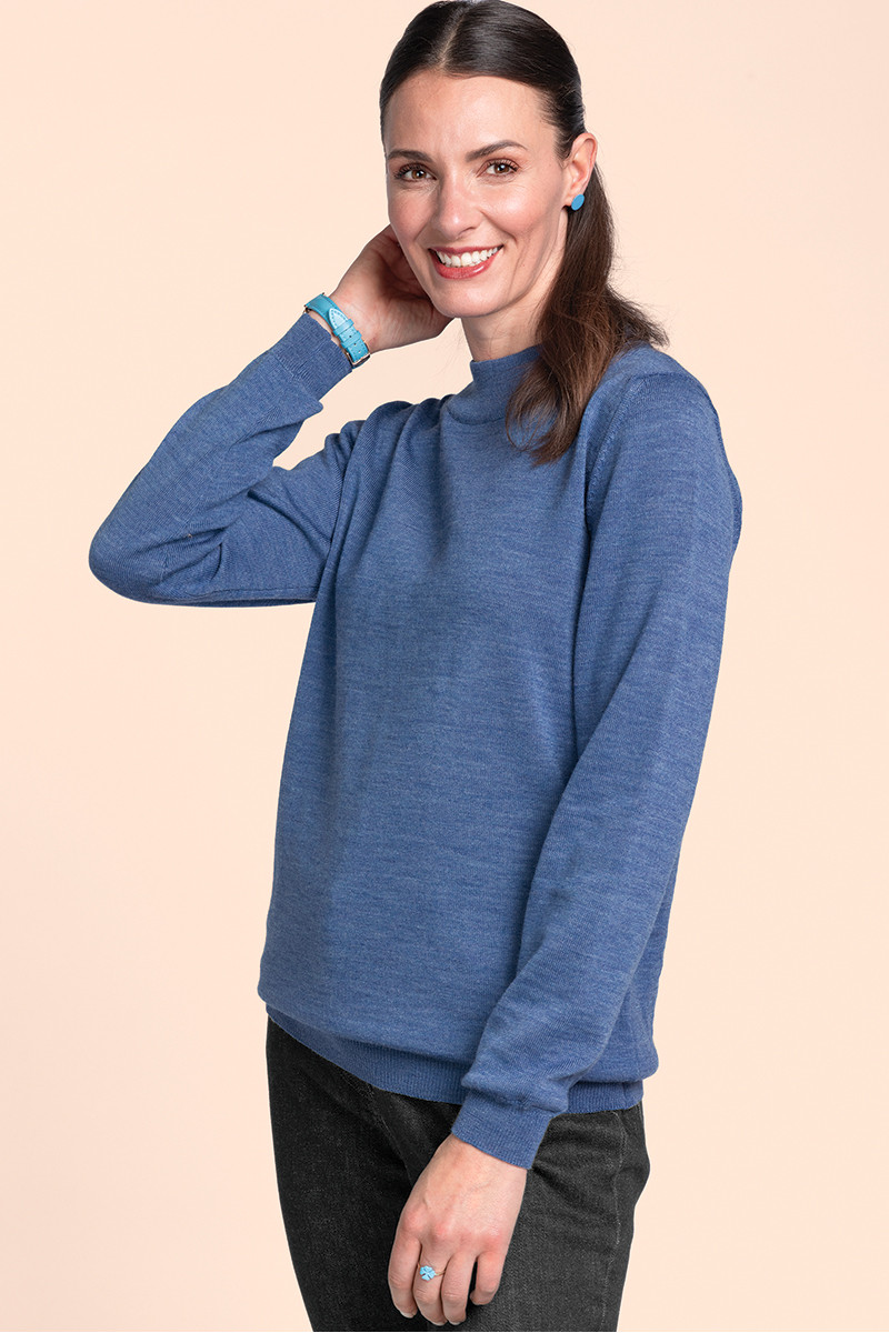 Pull col cheminée jersey fin - 9 Monsieur Solfin | Fabriqué en France
