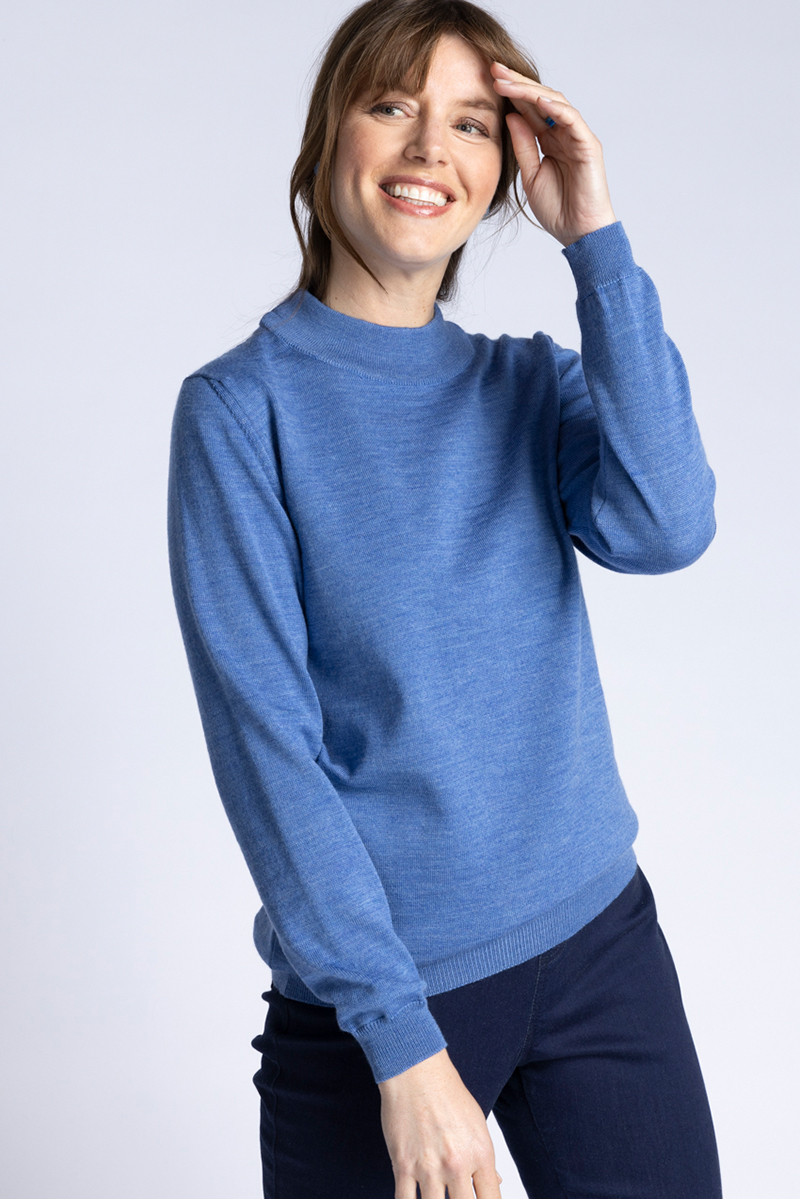 Pull col cheminée jersey fin - 1 Monsieur Solfin | Fabriqué en France
